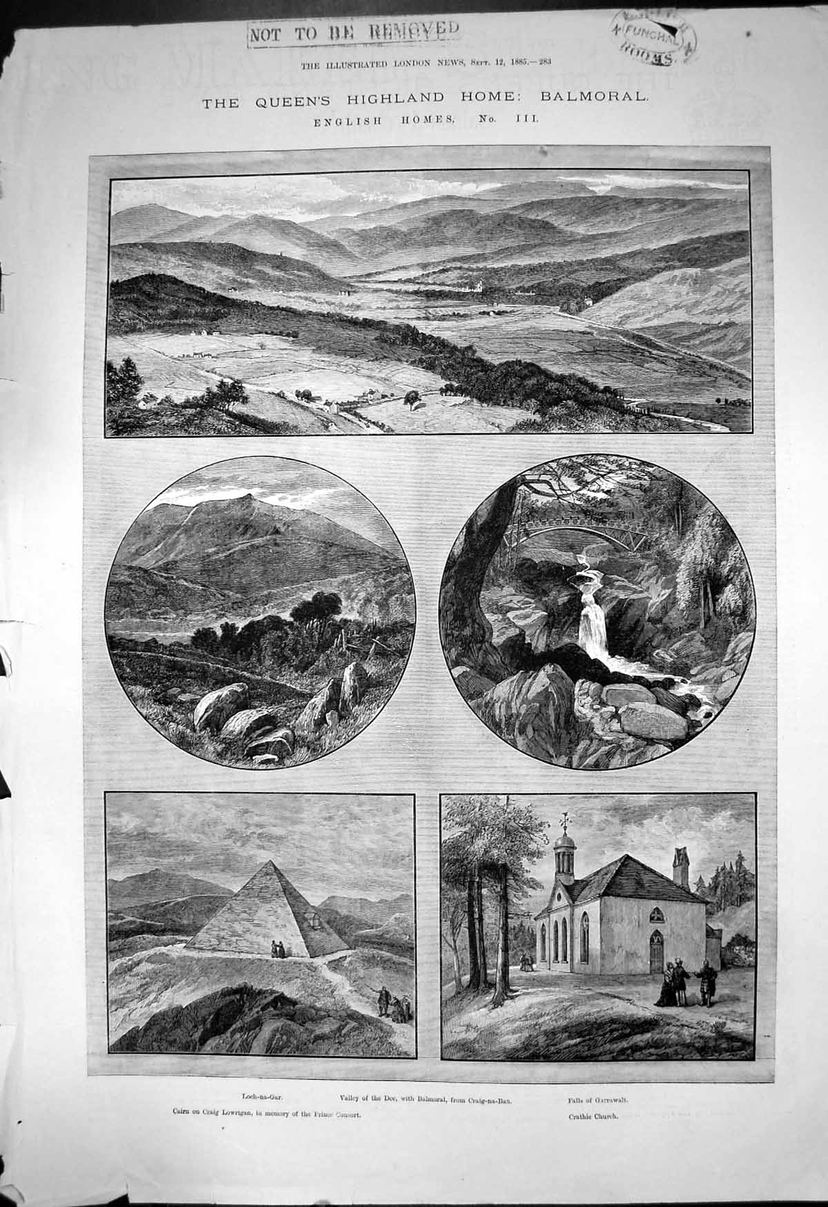 Antique Print Queens Highland Home Balmoral Crathie Church Loch Na Gar 1885
