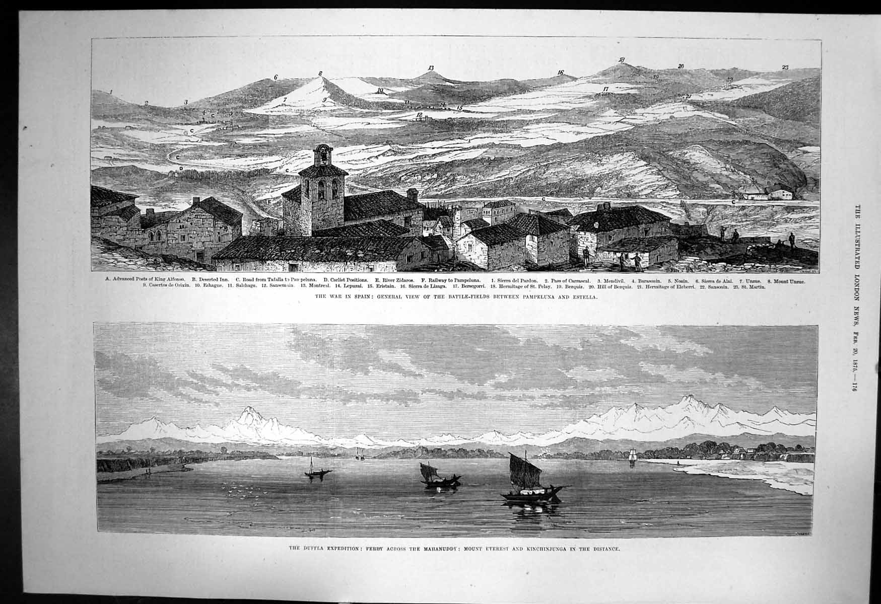 Old War Spain Battle Fields Pampeluna Duffla Expedition Mahanuddy1875 Victorian
