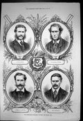 Old Print International Four Oared Boat Race English Crew Close Long 1872 19th