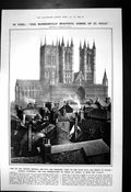 Old Print Two Towers Lincoln Cathedral Insecure Appeal Preservation 1922 20th