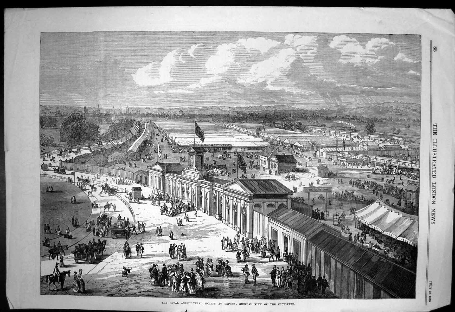 Old Antique Print Royal Agricultural Society Oxford View Show Yard 1870 19th