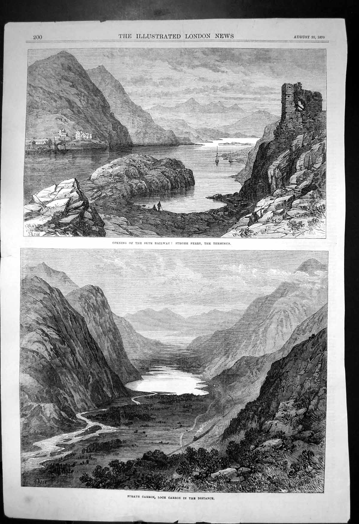 Antique Print Opening Skye Railway Strome Ferry Terminus Strath Carron 1870