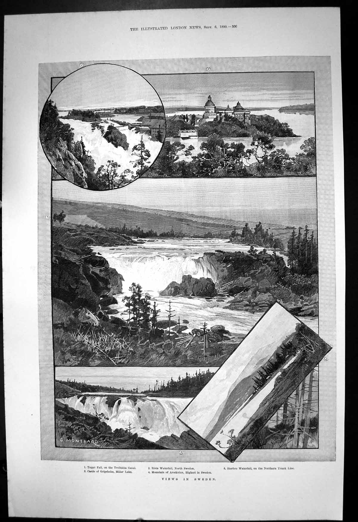Old Views Sweden Castle Gripsholm Malar Lake Toppo Fall Areskutan 189 Victorian