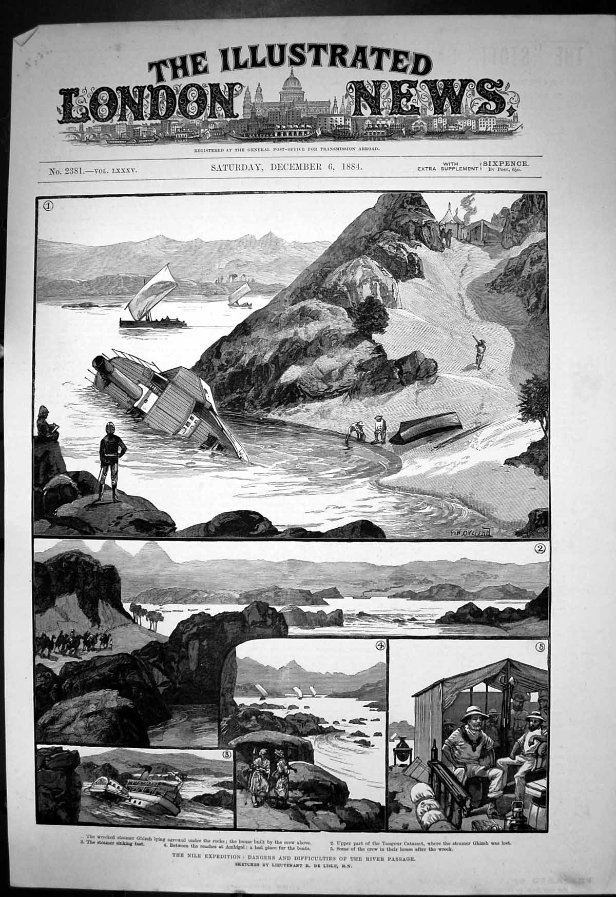 Old Nile Expedition Dangers Difficulties River Passage Steamer Sinkin