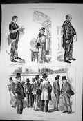 Old Print Sketches Lloyds Rising Generation Caller Waiter Casualties 1890 19th