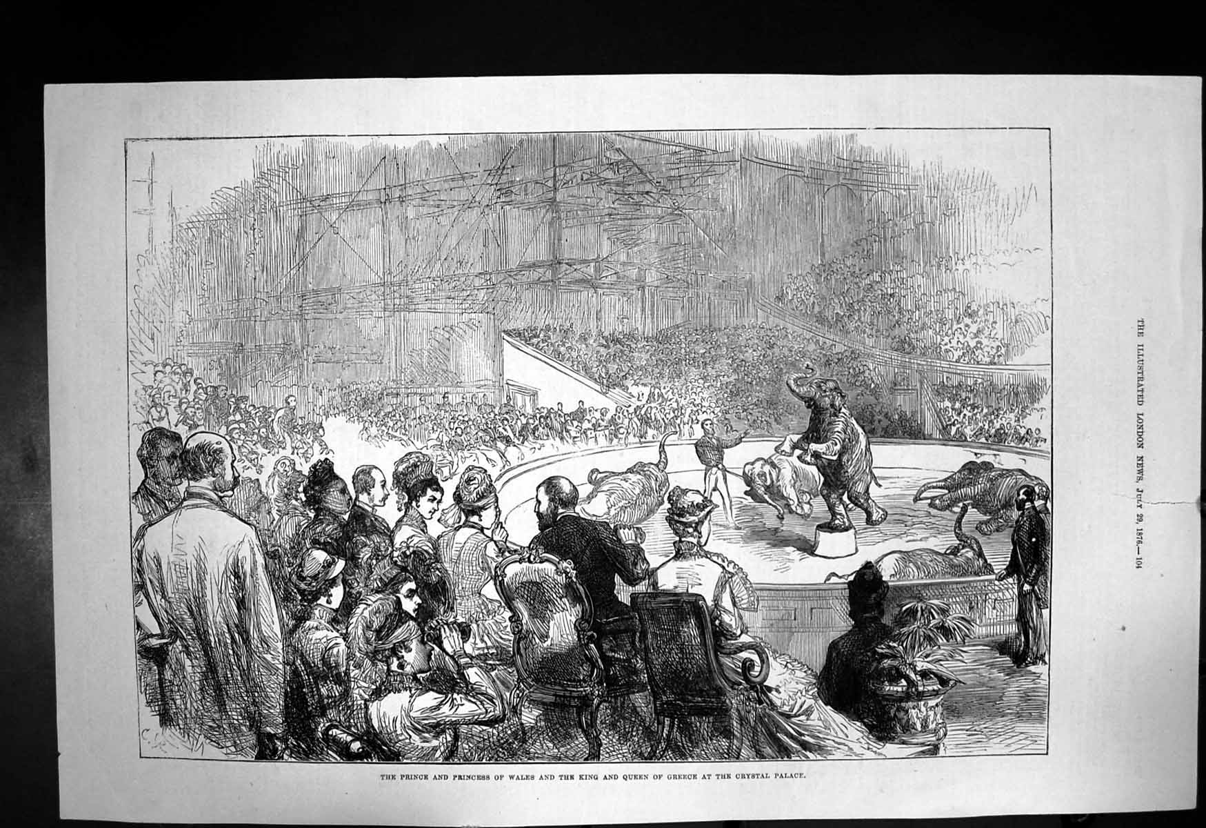 Antique Old Print Prince Princess Wales King Queen Greece Crystal Palace 1876