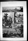 Antique Old Print Launceston Cornwall St Stephens Church Werrington Park 1881