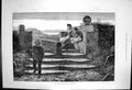 Original Old Antique Print Cornish Churchyard St Levan Lands End Man Stick 1881