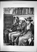 Antique Old Print Squires Pew R Taylor GentLadies Dressed Up Church 1882