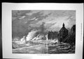 Antique Old Print Late Storms Heavy Sea Hastings Huge Waves Promenade 1875 19th