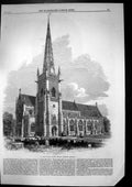 Original Old Antique Print St Mary Tower Church Ipswich Recently Restored 1864