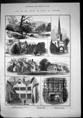Original Old Antique Print Prince Wales Leicester Abbey Ruins Townhall 1882