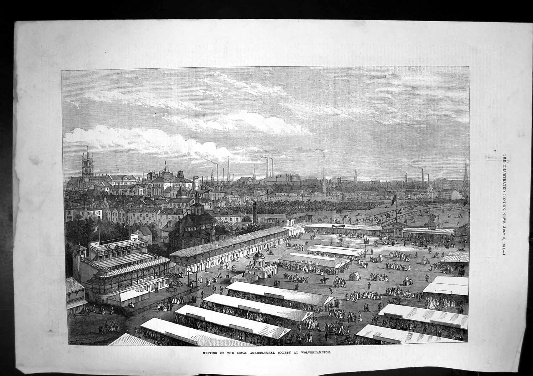 Old Antique Print Meeting Royal Agricultural Society Wolverhampton 1871 19th