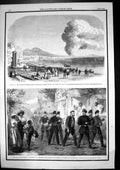 Antique Old Print Eruption Mount Vesuvius Sier Federal Army Washington 1861