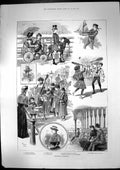 Antique Old Print Brighton Artist Family Parade Pier Preston Park Sailor 1885