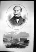 Old Antique Print Stonyhurst College Lancashire Sir Joshua Walmsley 1871 19th