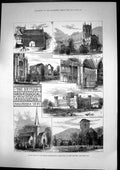 Old Antique Print Archaeological Assoc Great Malvern Eastnor Castle 1881 19th