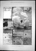 Old Antique Print Balloon Voyage Mr Coxwell Alpine Cloudland Solent1881 19th