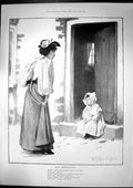 Antique Print Early Responsibilities Gynnine King Small Child Doorstep 1896