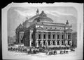 Original Old Antique Print Grand Popera House Paris Crowds Horses Around 1871