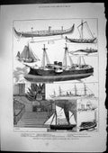 Antique Old Print Exhibition Shipwrights Company Fishmongers Hall Ships 1882