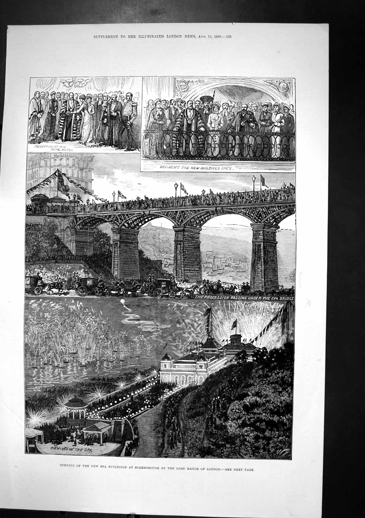 Antique Print Opening New Spa Buildings Scarborough Lord Mayor London 1880 19th