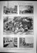 Original Old Antique Print San Francisco Earthquake Fire Homeless Refugees 1906