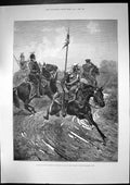 Original Old Antique Print Prussian Uhlans Guard Reconnaissance Duty 1888 19th