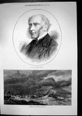 Antique Old Print Hurricane Isle Mauritius Ships Late Professor Phillips 1874