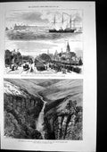 Antique Old Print Southport Naval Artillery Falls Mac Mac Pilgrims Rest 1877
