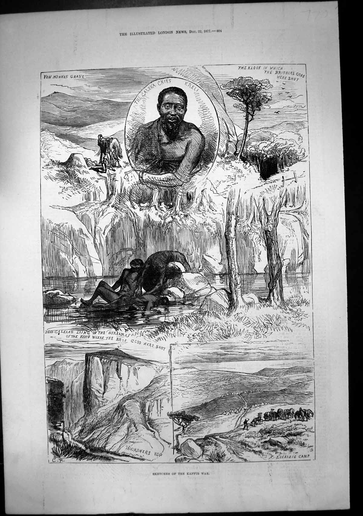 Old Kaffir War Galeka Chief Kreli Luisizie Camp Von Hohnes Grave 1877 Victorian