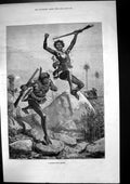 Antique Old Print Skirmish Kaffirs South Africa Rifles Enemy Shooting 1878 19th