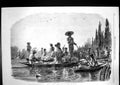 Original Old Antique Print Mexican Indians Taking Fruit Market Boat 1866 19th