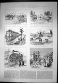 Antique Old Print Panama Ship Canal Buhio Mindi Culebra American Dredger 1888