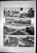 Antique Print Panama Canal Route Port Colon Pueblo Nuevo Casa Cabildo 1881 19th