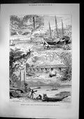 Antique Old Print Proposed Route Isthmus Canal Lake Managua Beach Panama 1879