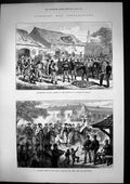 Original Old Antique Print Austrian War Preparations Honveds Saddles Arms 1877