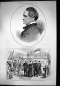Antique Old Print King Queen Greece Admiral James Drummond Hercules Ship 1877