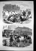 Old Antique Print French Mess Mosselle Train Boats Pontoon Bridges 1870 19th