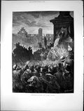 Antique Old Print Republicanism By Lime Light Crowds Monument H Woods 1872 19th