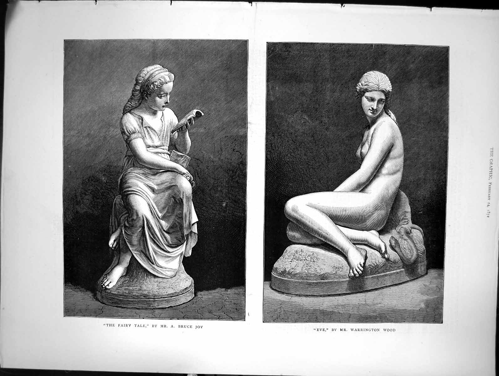 Old Print The Fairy Tale By Mr A Bruce Joy Eve By Mr Warrington Wood 1872 19th