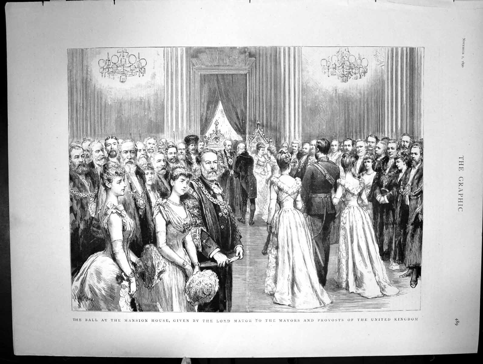 Old Print Ball At The Mansion House Given By Lord Mayor Provosts Uk 1890 19th
