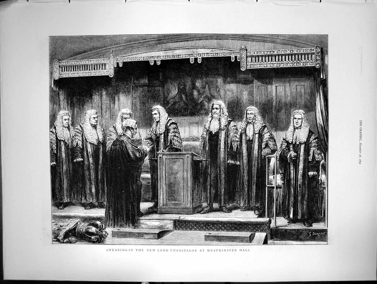 Antique Print Swearing In The New Lord Chancellor At Westminster Hall 1872 19th