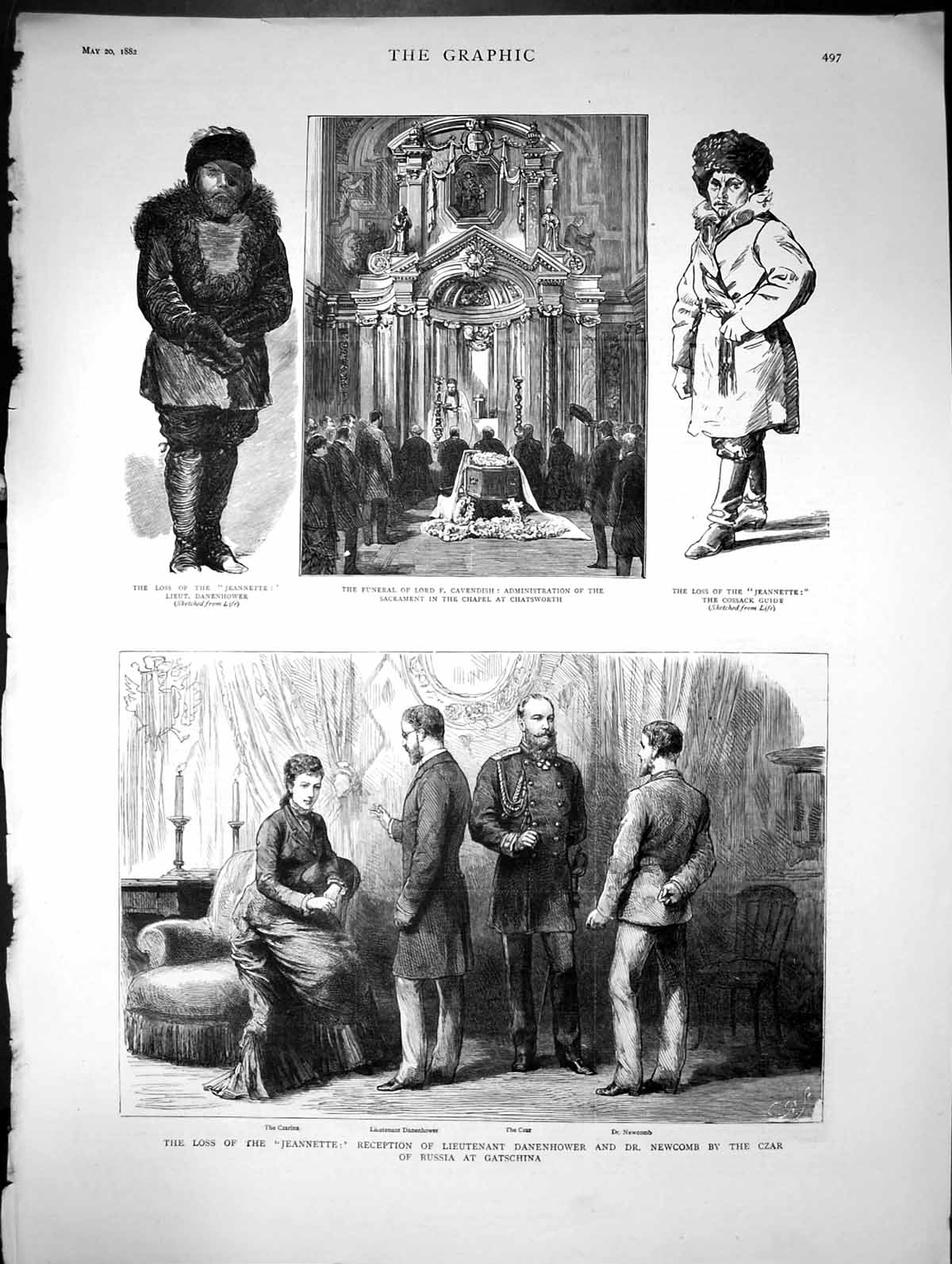 Old Antique Print Loss Jeannette Lieutenant Danenhower Czar Russia 1882 19th
