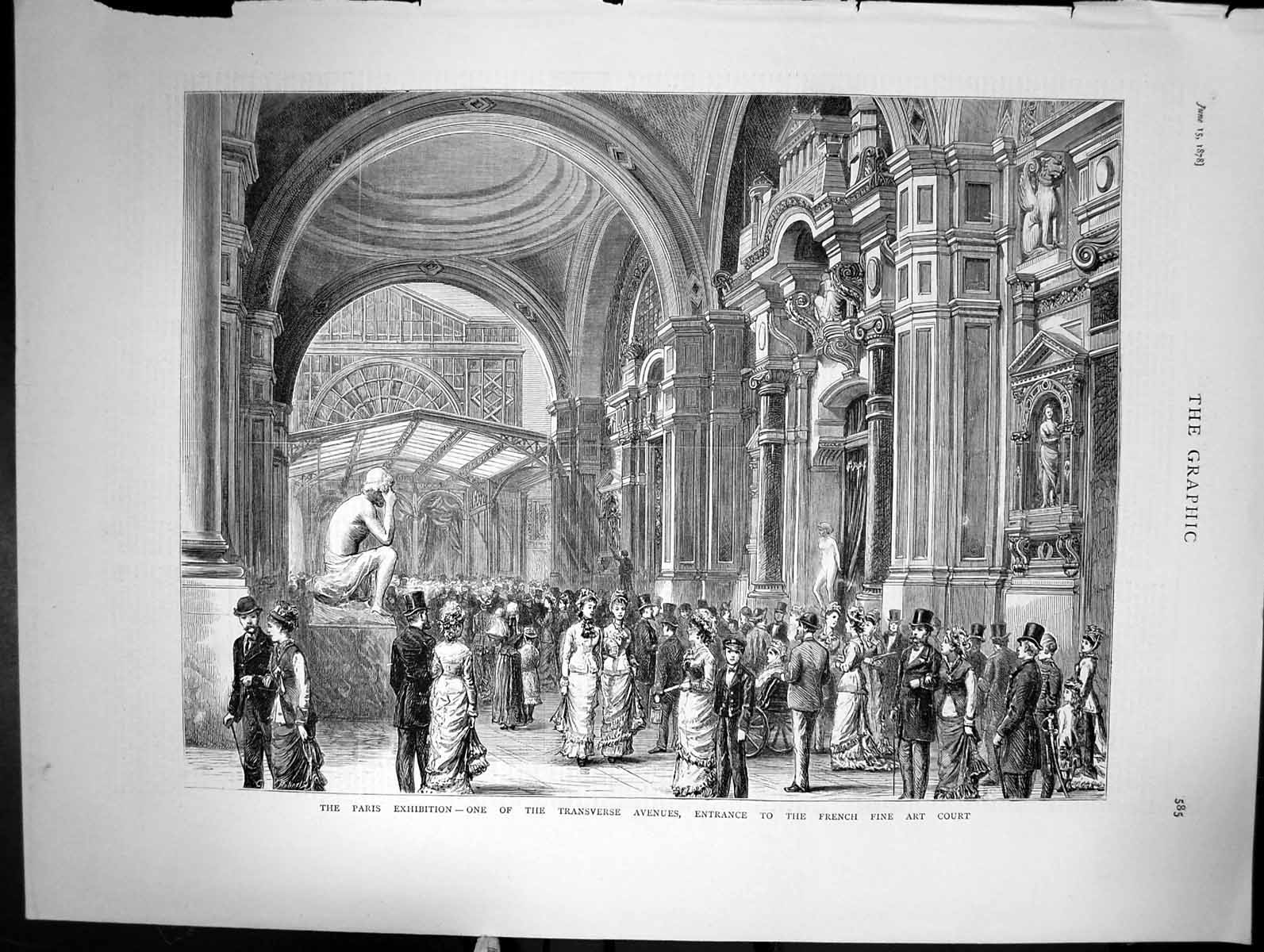 Old Paris Exhibition Transverse Avenues Entrance Fine Art Court 1878 Victorian