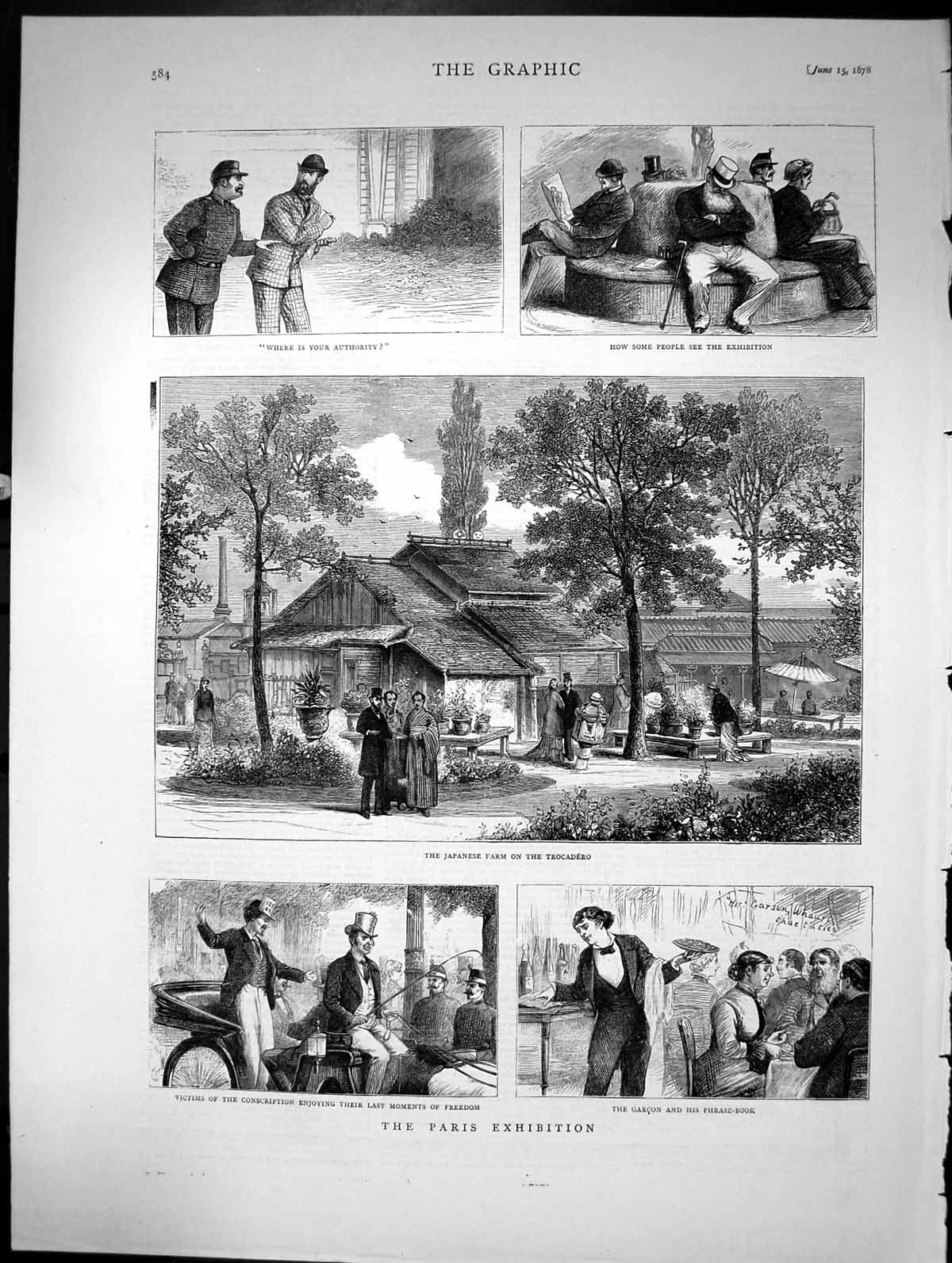 Old Paris Exhibition Japanese Farm Trocadero Conscription Garcon 1878 Victorian