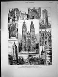 Old Print Archaeological Sketches In And About Tours St Gatien Paris 1882 19th
