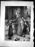 Old Print Little Londoners In Country Will They Bite Teacher Sketch 1891 19th