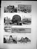 Antique Old Print Recent Fall The Tower Hempstead Church Essex Balloon 1882