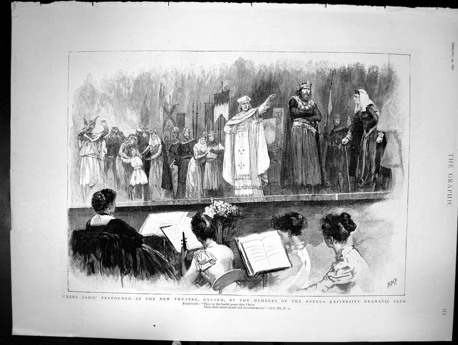 Old King John Performed New Theatre Oxford University Dramatics 1891 Victorian